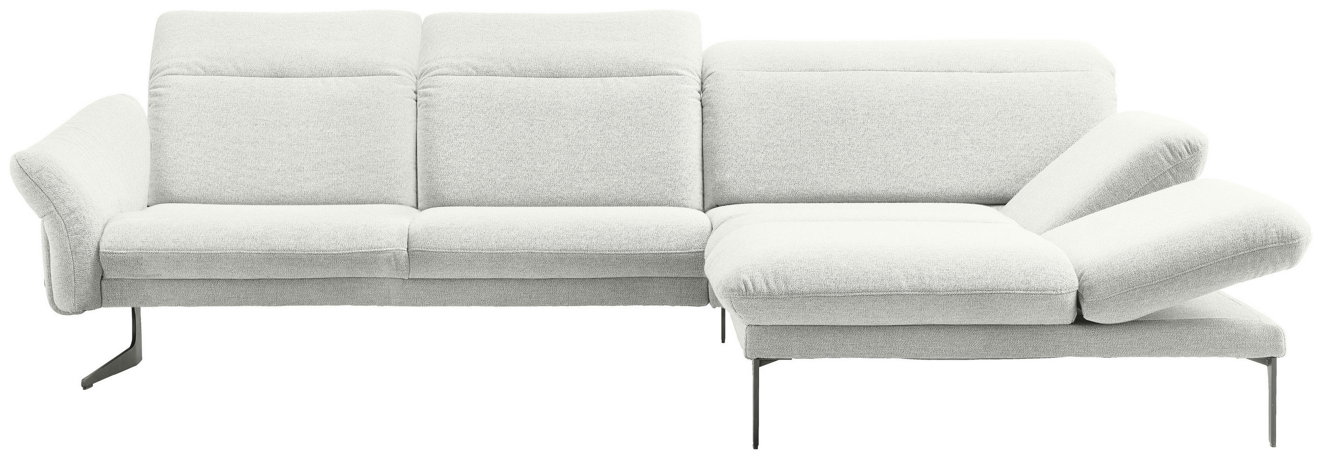 ECKSOFA in Webstoff Creme  - Anthrazit/Creme, Design, Textil/Metall (299/203cm) - Himolla