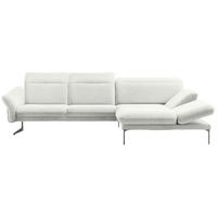 ECKSOFA in Webstoff Creme  - Anthrazit/Creme, Design, Textil/Metall (299/203cm) - Himolla