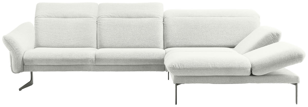 ECKSOFA in Webstoff Creme  - Anthrazit/Creme, Design, Textil/Metall (299/203cm) - Himolla