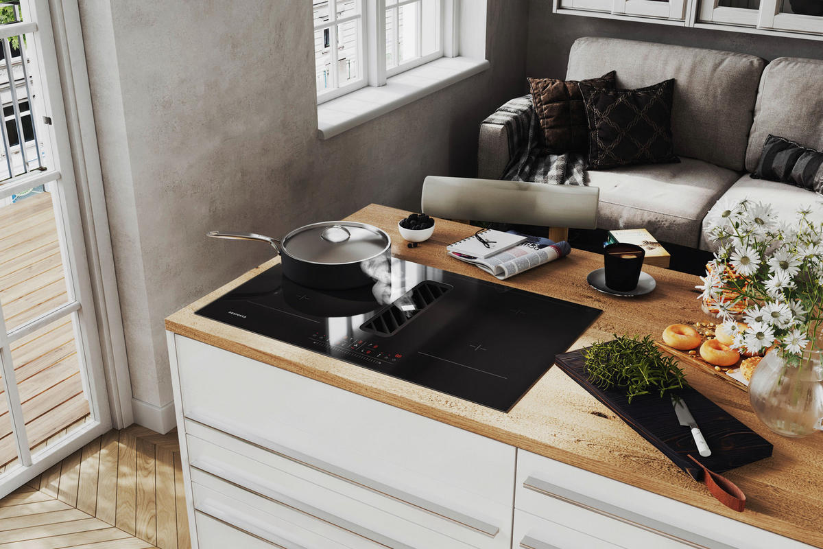 HÄLL MED INBYGGD KÖKSFLÄKT 2300630835201-45  - svart, Basics, glas (83/20/51,5cm) - Respekta