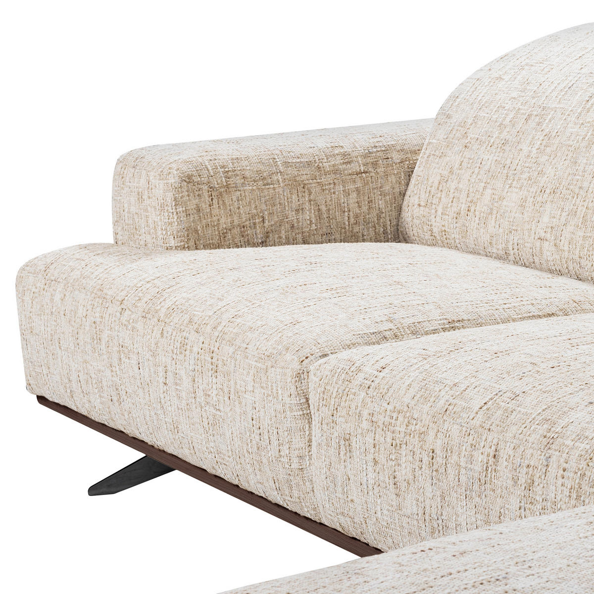 ECKSOFA PORTLAND in Struktur Beige Kopfteilverstellung  295/187 cm  - Beige/Schwarz, Design, Holz/Textil (295/187cm) - Livetastic