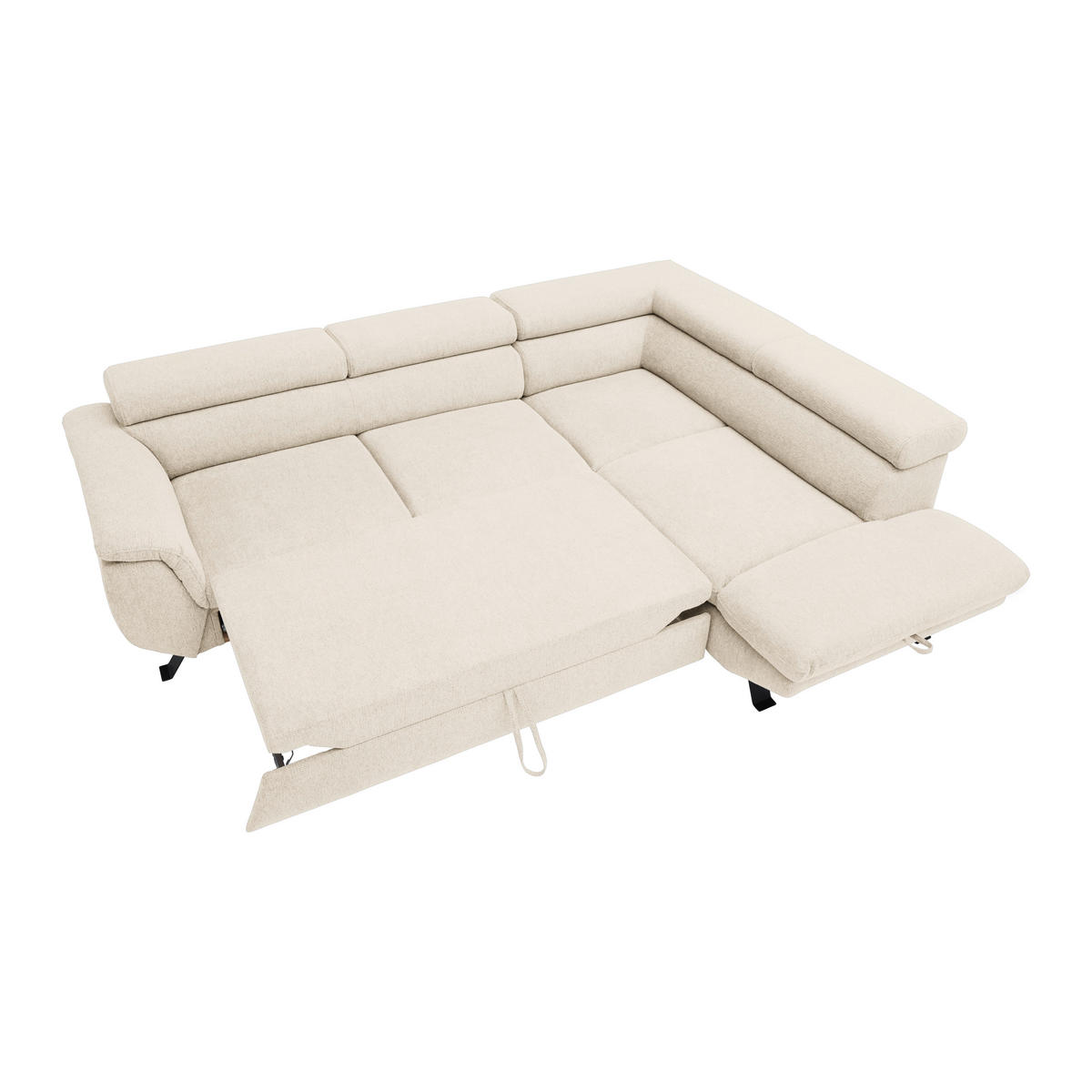 HÖRNSOFFA i vävt tyg beige  - beige/svart, Modern, metall/textil (257/198cm) - MID.YOU