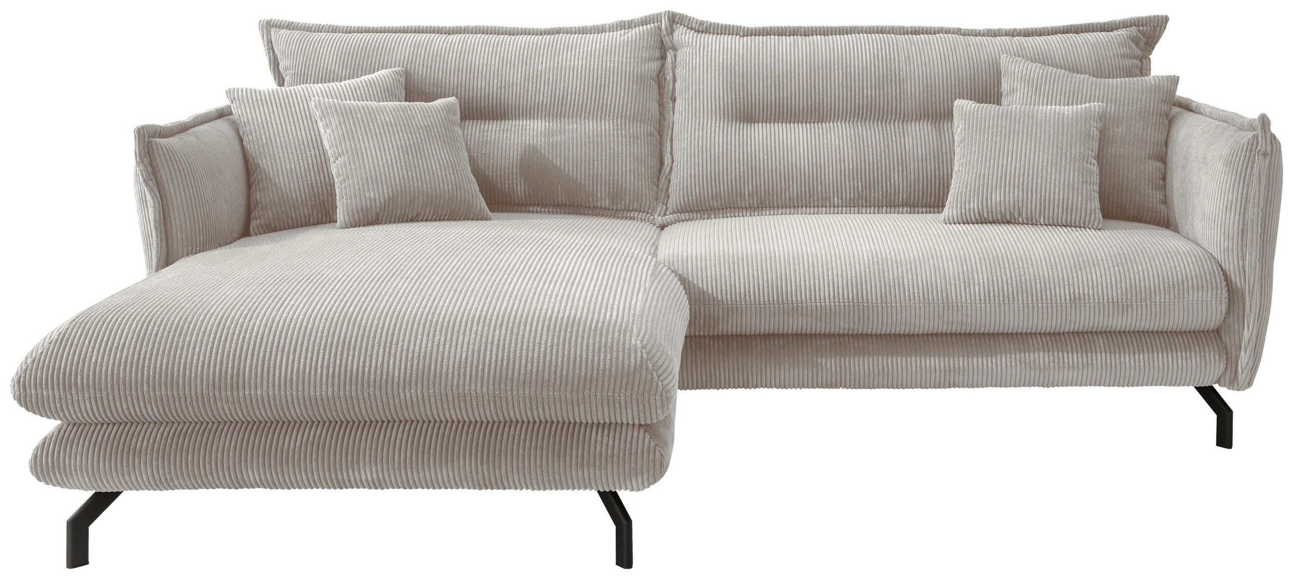 ECKSOFA in Cord Silberfarben  - Silberfarben/Schwarz, Modern, Textil/Metall (180/255cm) - Livetastic