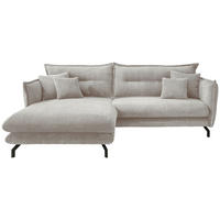 ECKSOFA in Cord Silberfarben  - Silberfarben/Schwarz, Modern, Textil/Metall (180/255cm) - Livetastic