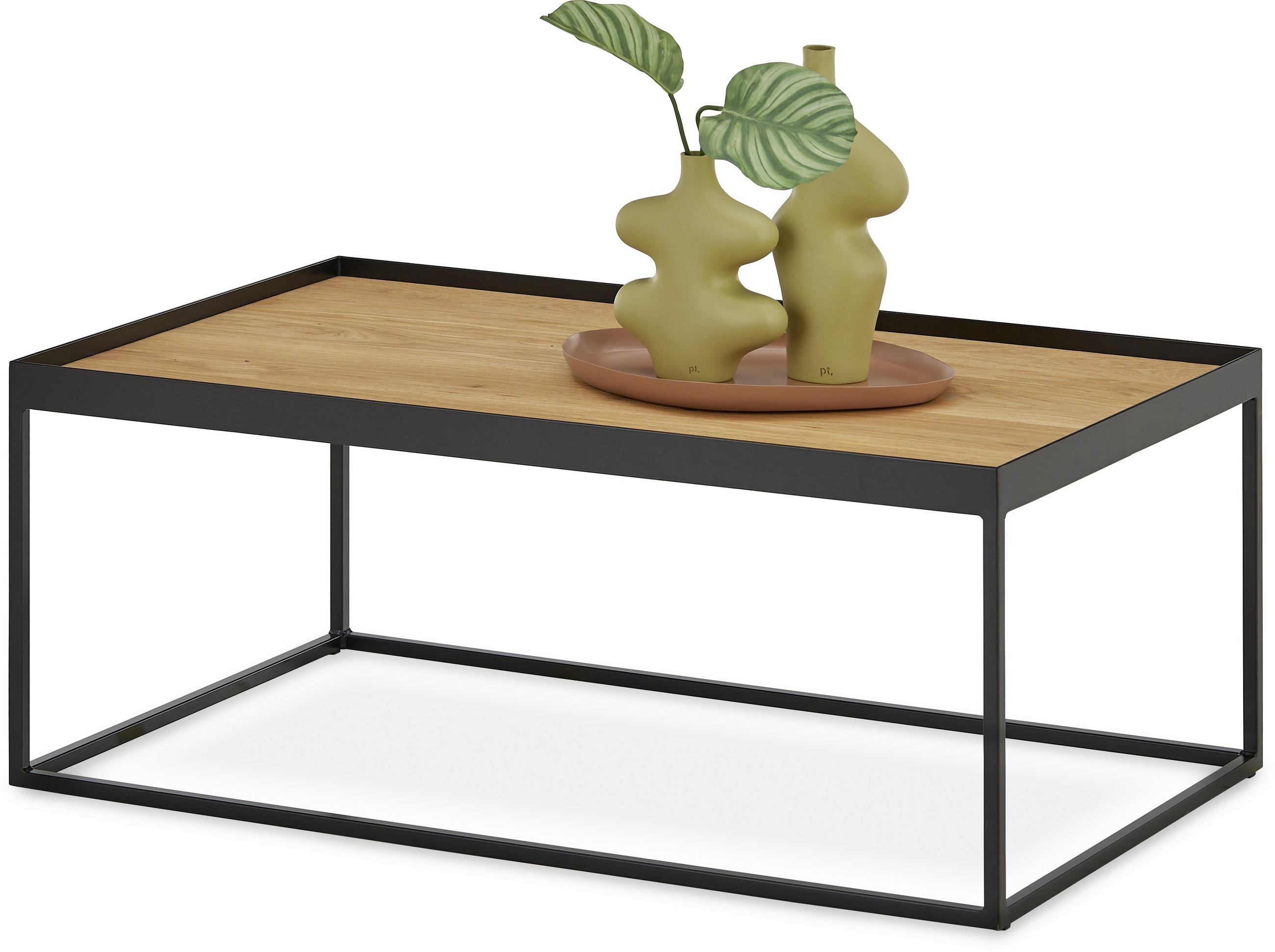 COUCHTISCH Eiche massiv 100/60/49 cm rechteckig Schwarz, Eichefarben  - Eichefarben/Schwarz, Natur, Holz/Metall (100/60/49cm) - SetOne by Musterring
