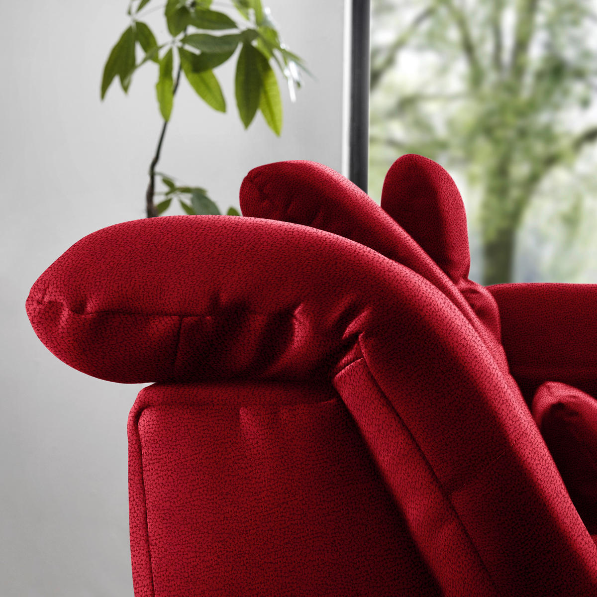 ECKSOFA  in Flachgewebe Rot  309/195 cm  - Chromfarben/Rot, Design, Textil (309/195cm) - Beldomo Style