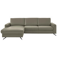 ECKSOFA in Echtleder Hellgrau  165/267 cm  - Hellgrau/Schwarz, Design, Leder/Metall (165/267cm) - Lomoco