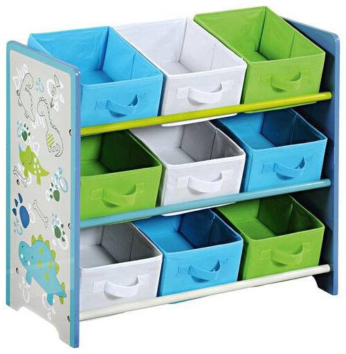 KINDERREGAL Kesper 1772513 DINO Blau, Grau, Grün, Weiß  - Blau/Weiß, MODERN, Holzwerkstoff/Textil (66/59,5/30cm) - Kesper