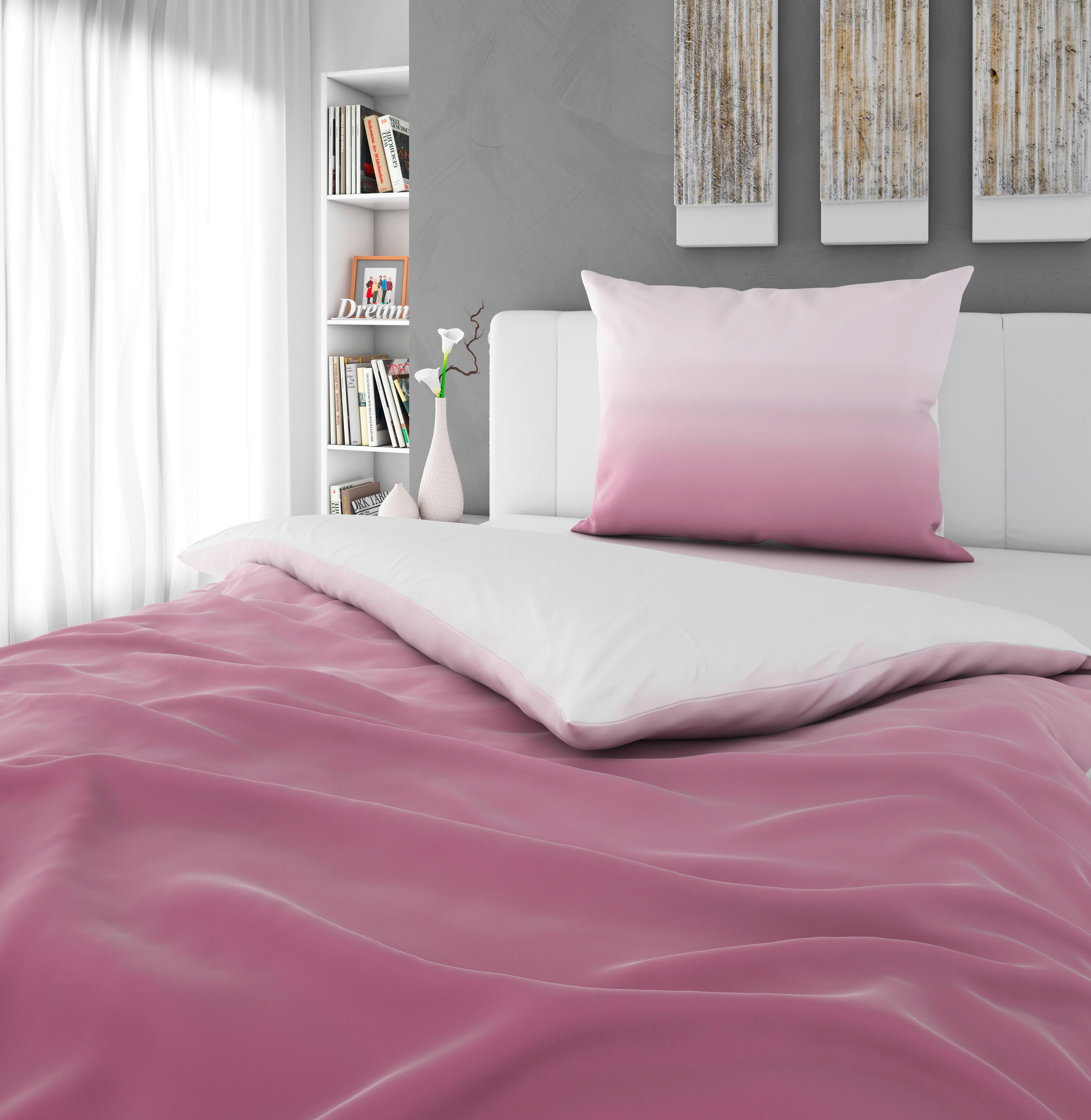 OBOJESTRANSKA POSTELJNINA MAUVE 140/200 cm saten sivovijolična  - sivovijolična, Konvencionalno, tekstil (140/200cm) - Esposa