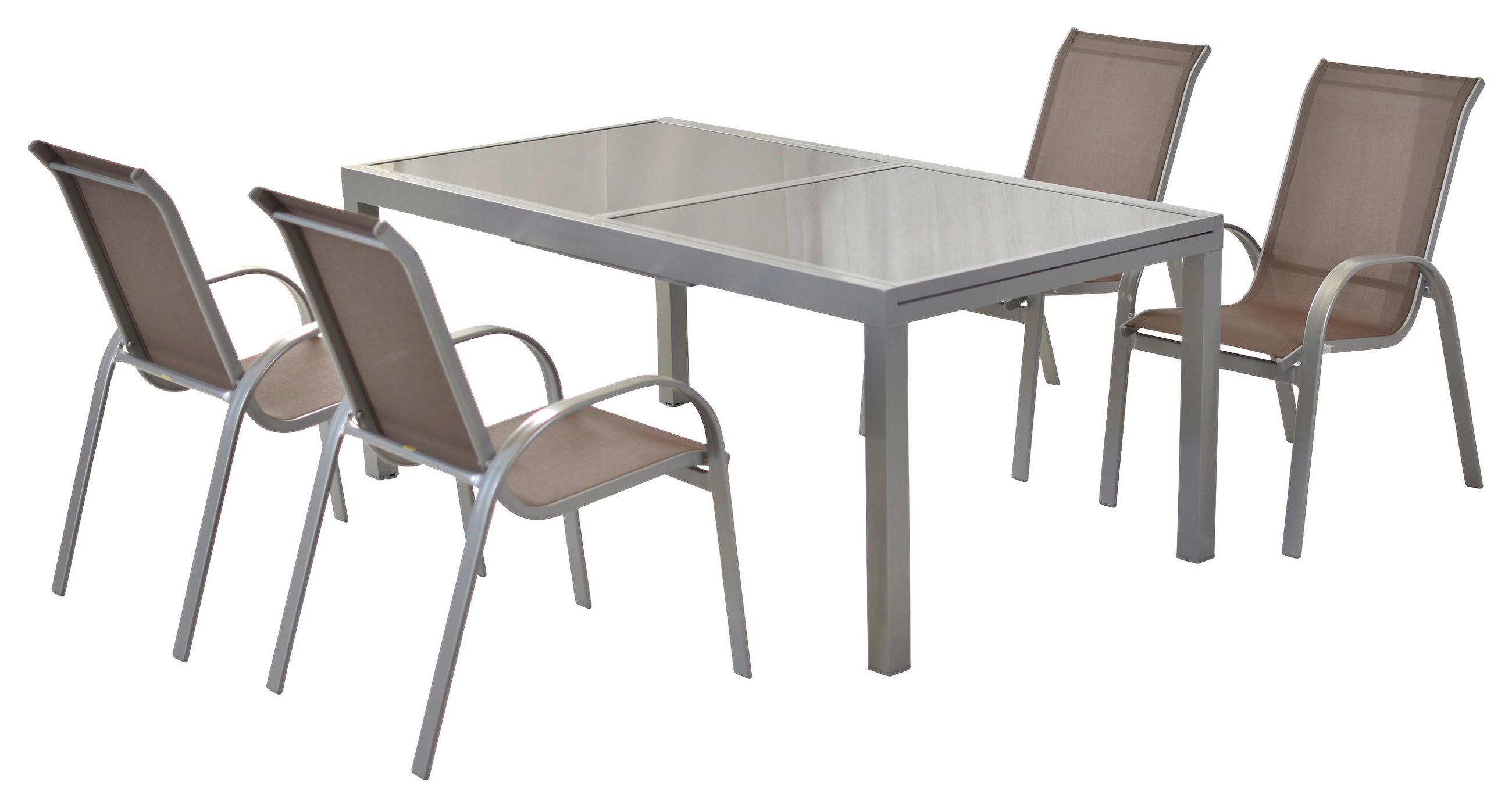 GARTENSET Aluminium  - Taupe/Silberfarben, MODERN, Textil/Metall - Gardenson