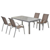 GARTENSET Aluminium  - Taupe/Silberfarben, MODERN, Textil/Metall - Gardenson