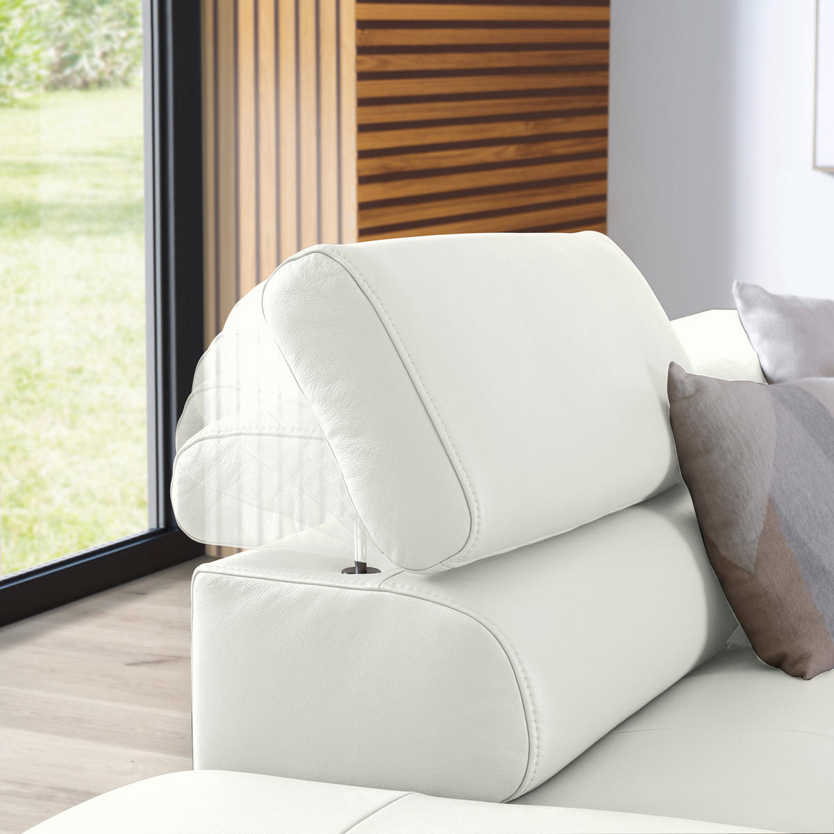 ECKSOFA in Echtleder Weiss  - Weiss/Schwarz, Design, Leder/Metall (220/270cm) - Novel