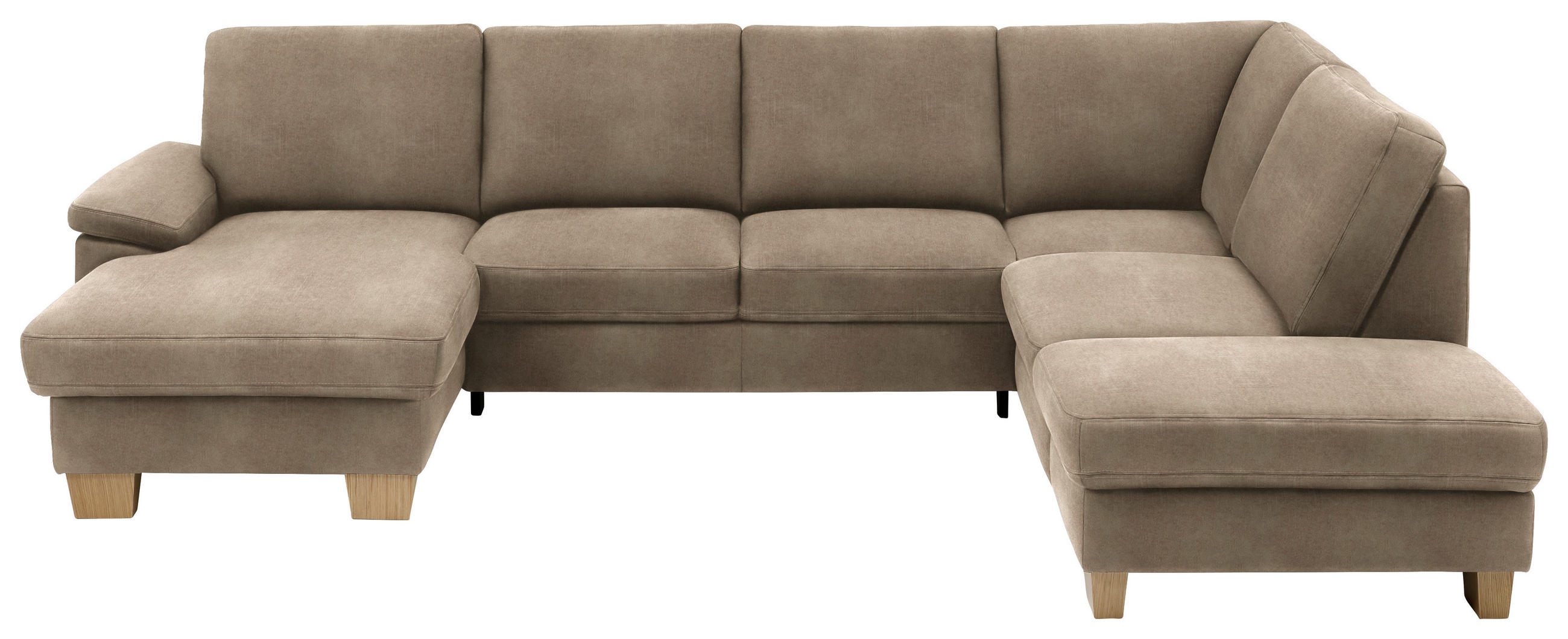WOHNLANDSCHAFT in Velours Hellbraun  - Hellbraun/Eichefarben, Konventionell, Holz/Textil (167/316/235cm) - Beldomo System
