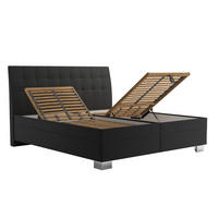 ČALÚNENÁ POSTEĽ, 180/200 cm, tmavosivá - chrómová/tmavosivá, Basics, kompozitné drevo/textil (180/200cm)