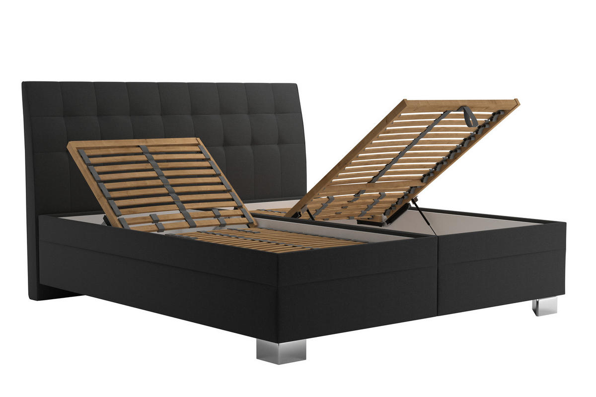 ČALÚNENÁ POSTEĽ, 180/200 cm, tmavosivá - chrómová/tmavosivá, Basics, kompozitné drevo/textil (180/200cm)