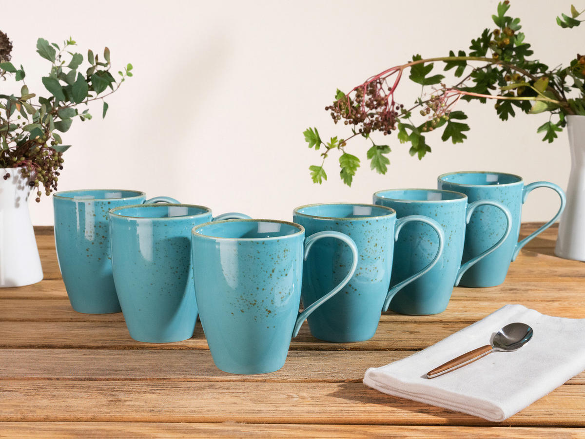 KAFFEEBECHERSET 6-teilig  - Türkis, Trend, Keramik (300ml) - Creatable
