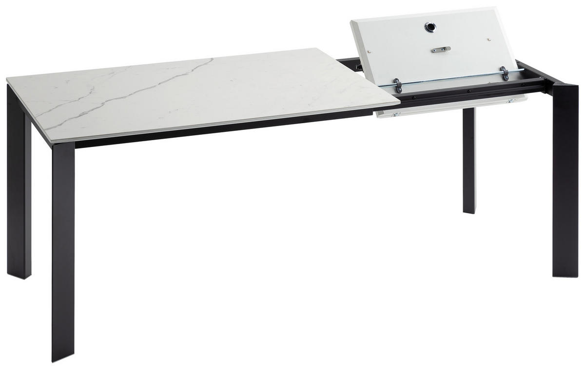 ESSTISCH in Metall, Keramik 120-180/80/75 cm  - Weiss/Schwarz, Design, Keramik/Metall (120-180/80/75cm) - Novel