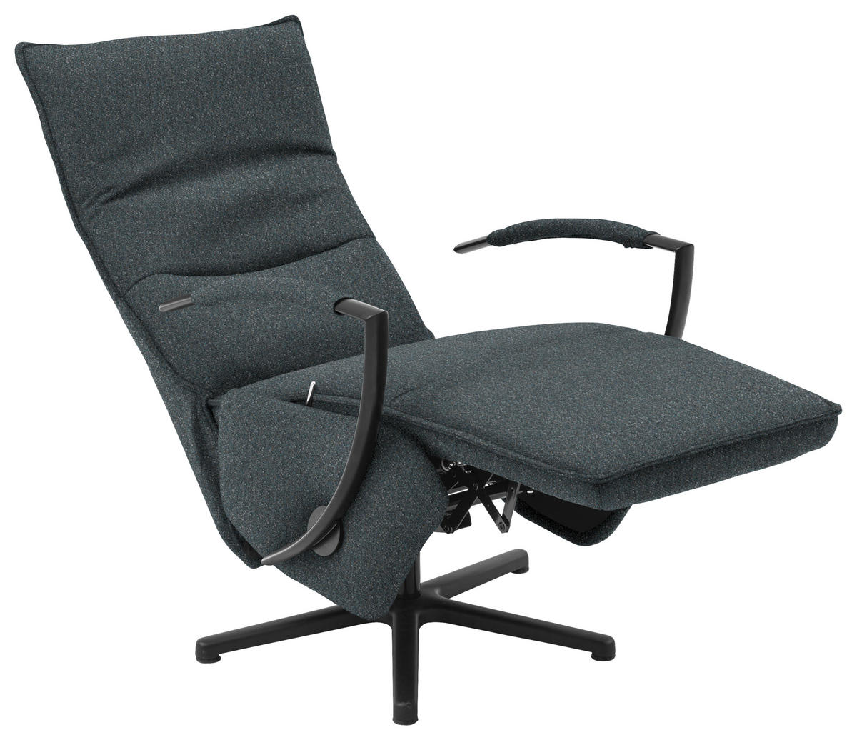 RELAXSESSEL in Textil Schwarz, Blaugrau  - Blaugrau/Schwarz, Design, Textil/Metall (66/110-114/84cm) - Moderano