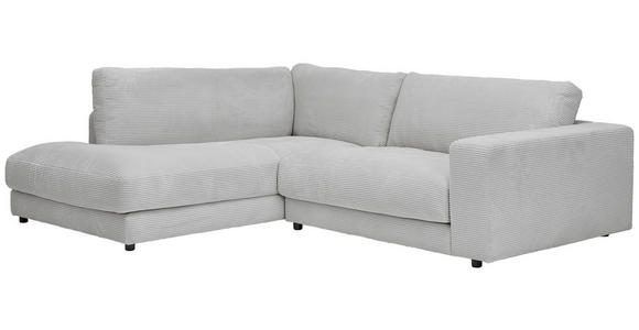 ECKSOFA in Cord Grau  - Schwarz/Grau, Design, Kunststoff/Textil (224/265cm) - Hom`in