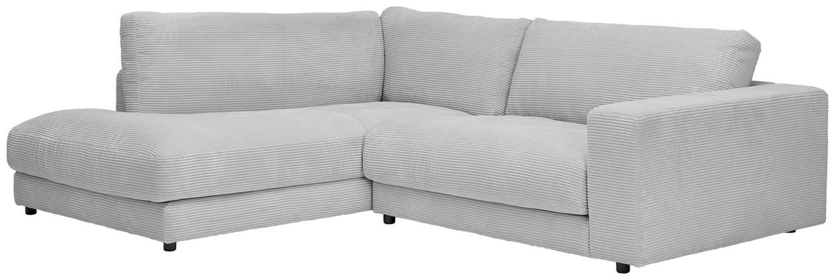 ECKSOFA in Cord Grau  - Schwarz/Grau, Design, Kunststoff/Textil (224/265cm) - Hom`in