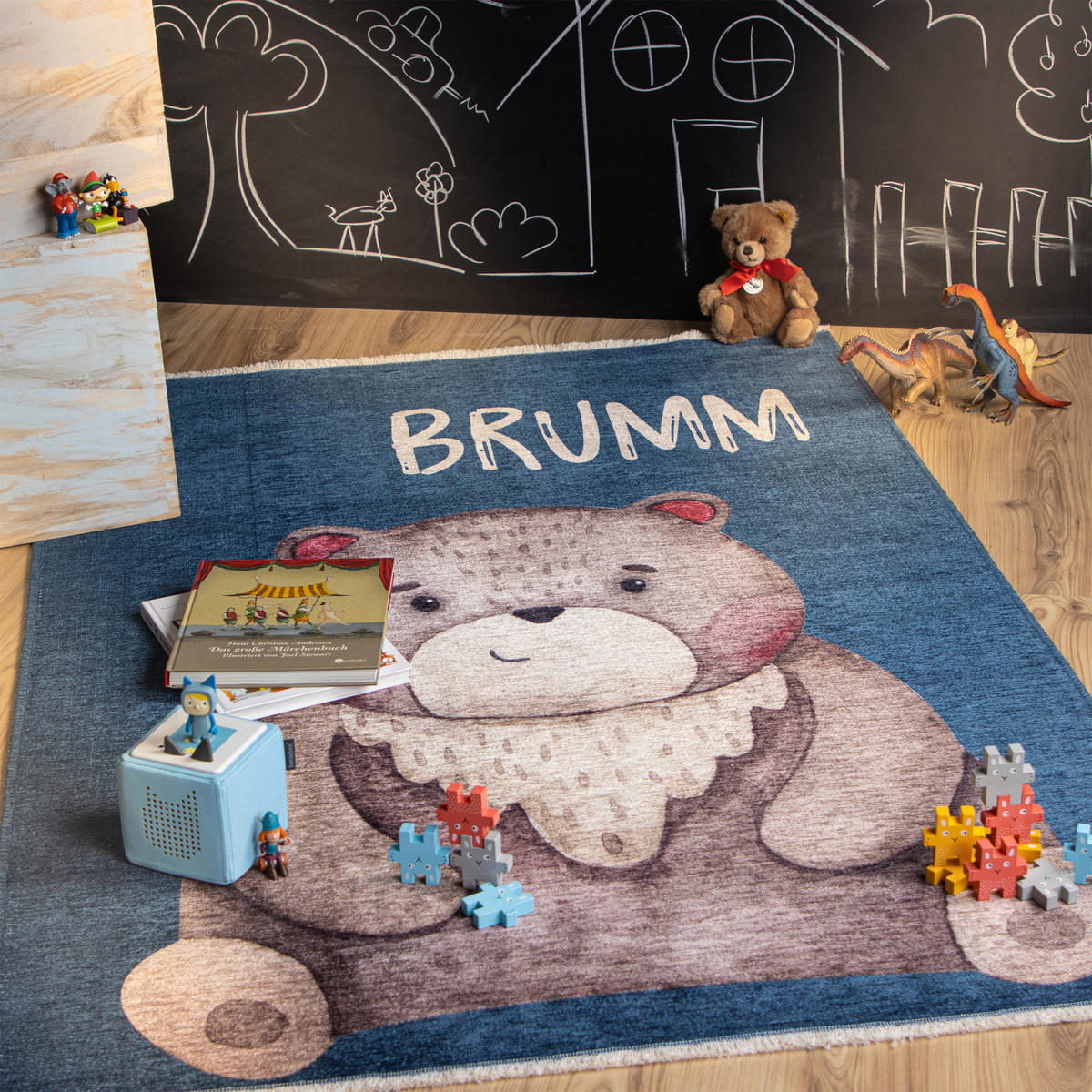 KINDERTEPPICH 115/170 cm  - Braun/Dunkelblau, Trend, Textil (115/170cm) - Obsession