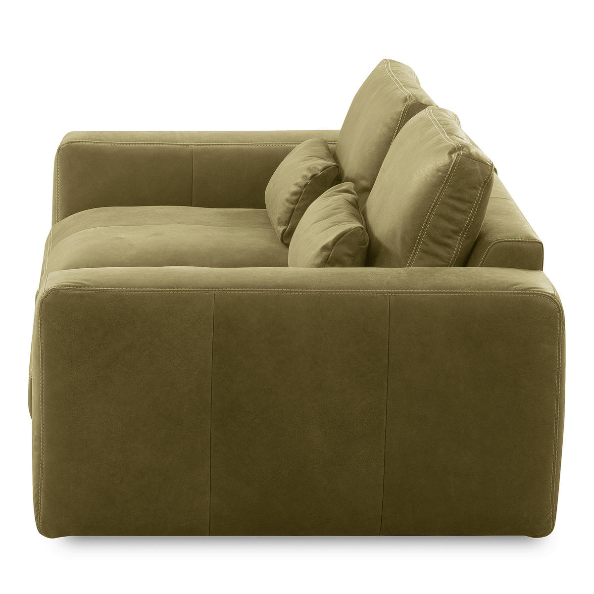 2-SITZER-SOFA  in Echtleder Olivgrün   - Beige/Schwarz, Design, Leder/Kunststoff (240/85/123cm) - Livetastic