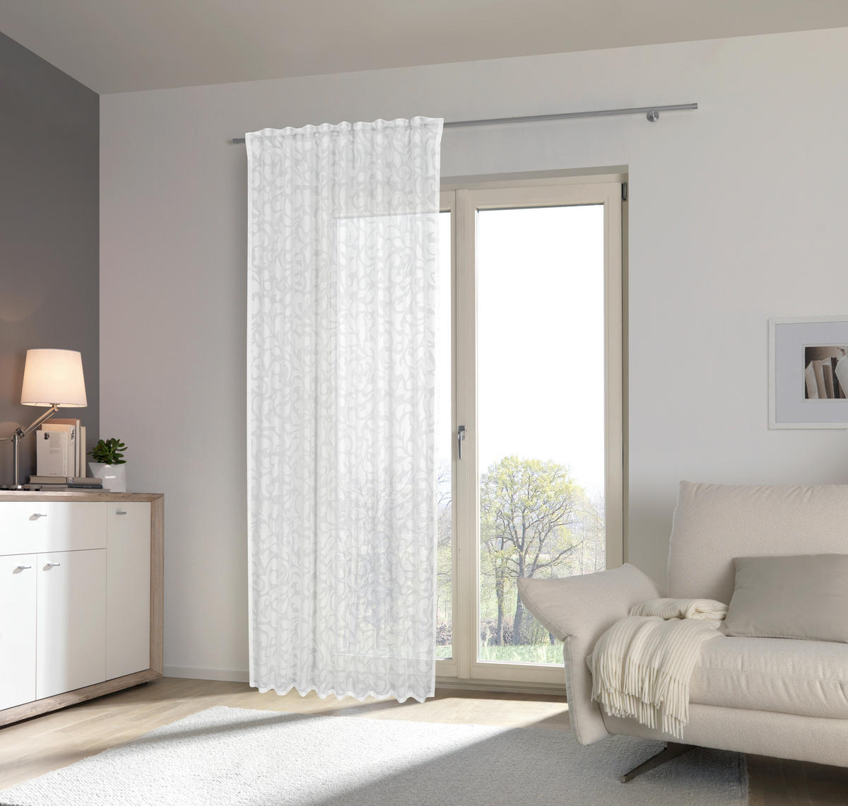 FERTIGVORHANG transparent  - Weiss, Trend, Textil (140/245cm) - Esposa
