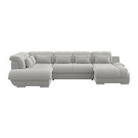 WOHNLANDSCHAFT MULTI Grau Chenille  - Chromfarben/Grau, MODERN, Textil/Metall (228/345/184cm) - Livetastic