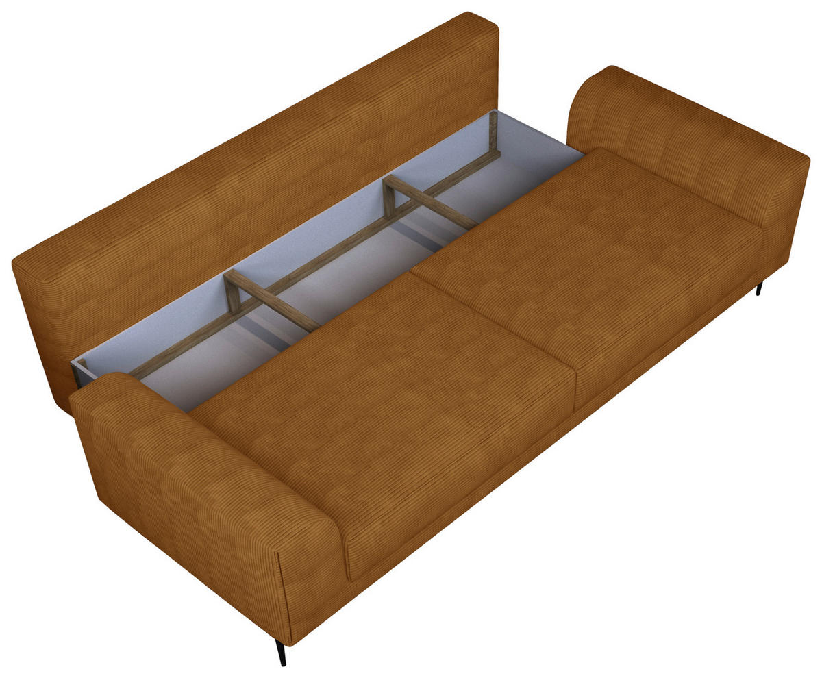 SCHLAFSOFA in Cord Currygelb  - Currygelb/Schwarz, Design, Textil/Metall (250/89/105cm) - Welnova