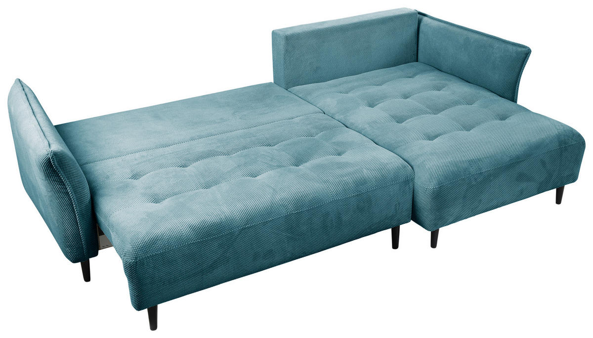 ECKSOFA in Chenille Blau  - Blau/Schwarz, Modern, Textil/Metall (285/200cm) - MID.YOU