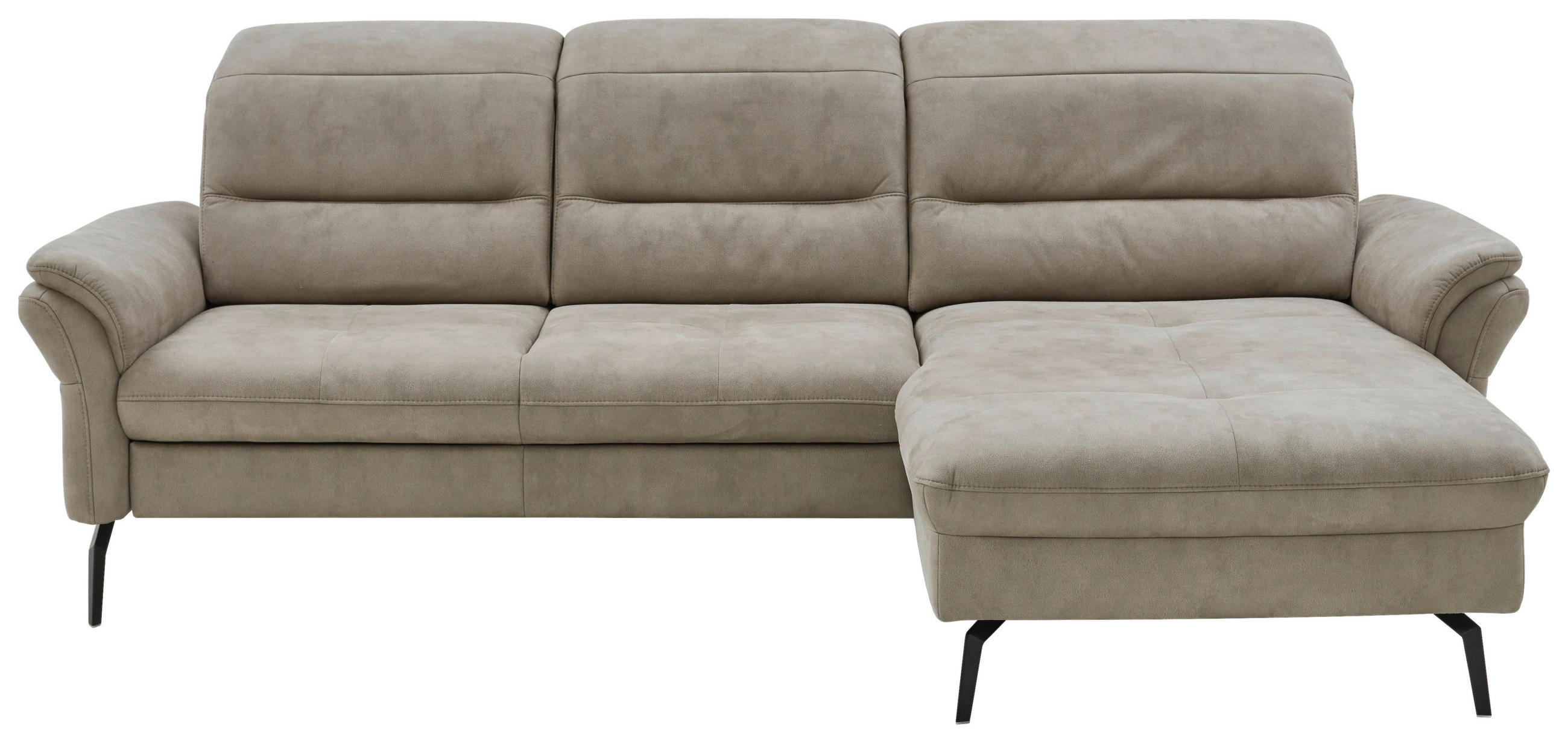 ECKSOFA in Flachgewebe Graubraun  260/181 cm  - Graubraun/Schwarz, KONVENTIONELL, Textil/Metall (260/181cm) - Beldomo Speed