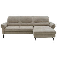 ECKSOFA in Flachgewebe Graubraun  260/181 cm  - Graubraun/Schwarz, KONVENTIONELL, Textil/Metall (260/181cm) - Beldomo Speed