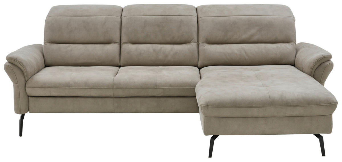 ECKSOFA in Flachgewebe Graubraun  260/181 cm  - Graubraun/Schwarz, KONVENTIONELL, Textil/Metall (260/181cm) - Beldomo Speed