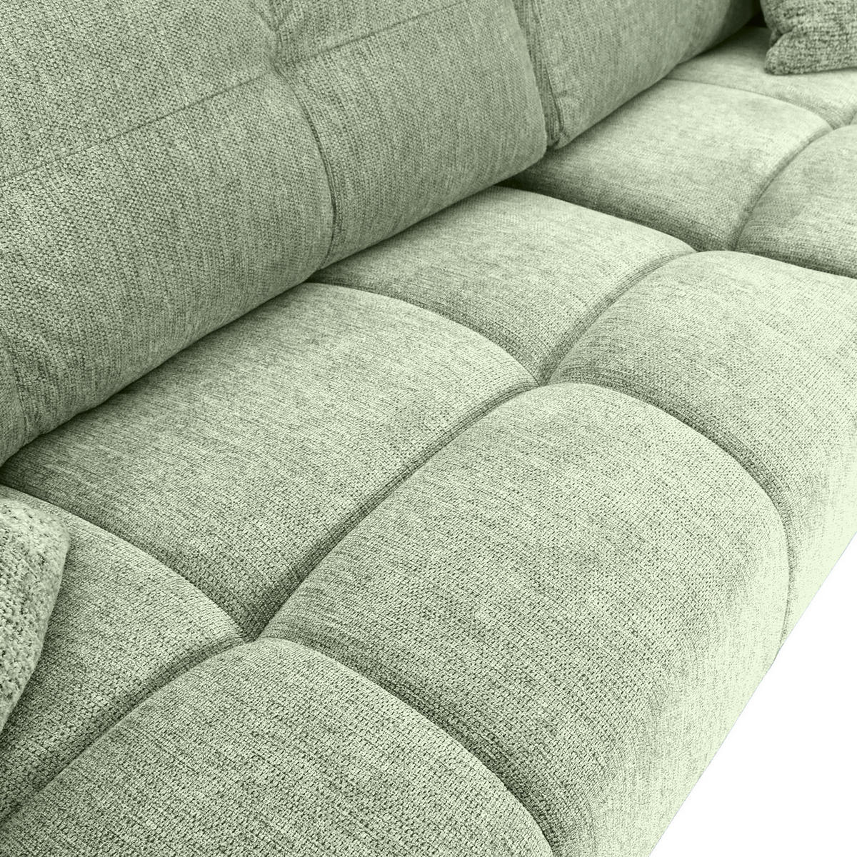 ECKSOFA Hellgrün Flachgewebe  - Schwarz/Hellgrün, KONVENTIONELL, Textil/Metall (295/180cm) - Carryhome
