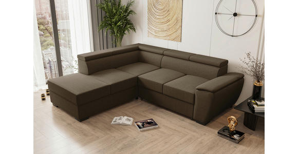 ECKSOFA  in Flachgewebe Braun  - Schwarz/Braun, KONVENTIONELL, Kunststoff/Textil (220/266cm) - Carryhome