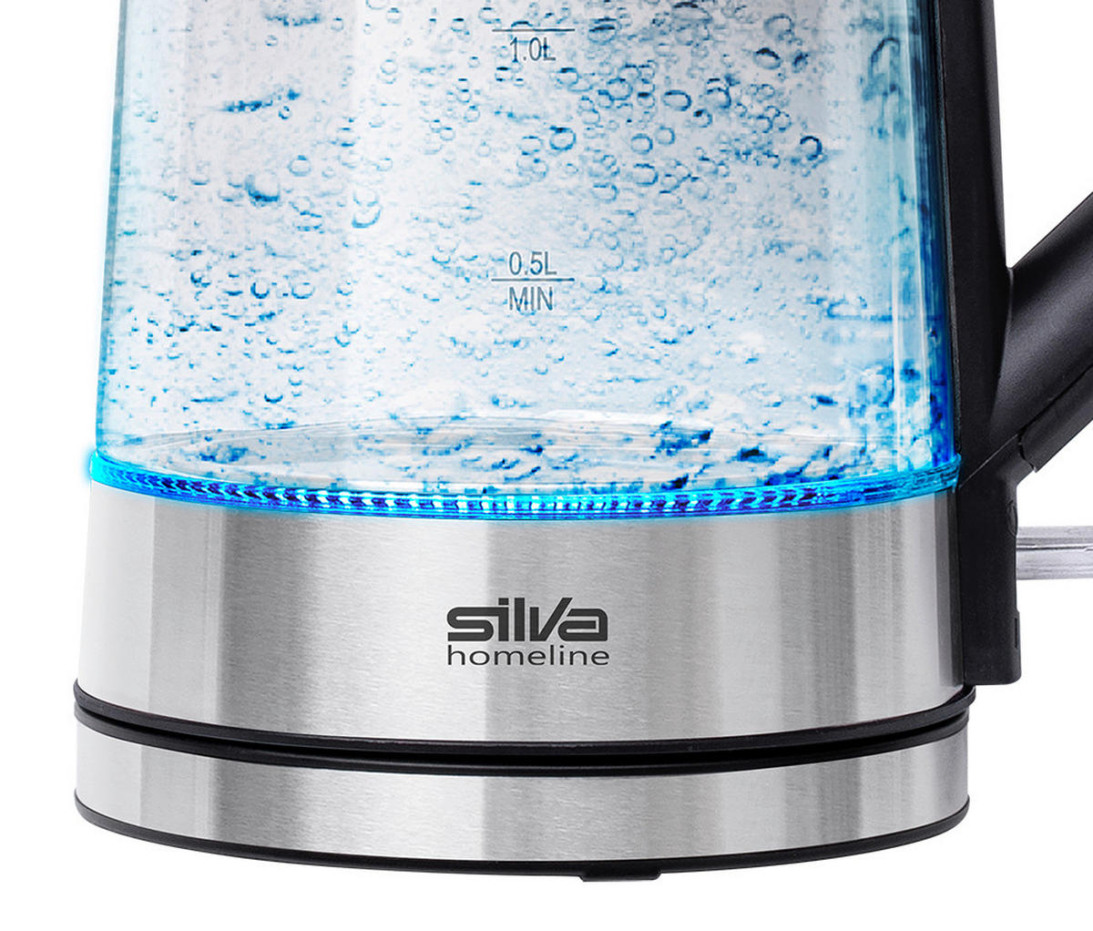 WASSERKOCHER 1,7 l  - Edelstahlfarben/Transparent, Trend, Glas/Kunststoff (23/24/18cm) - Silva Homeline