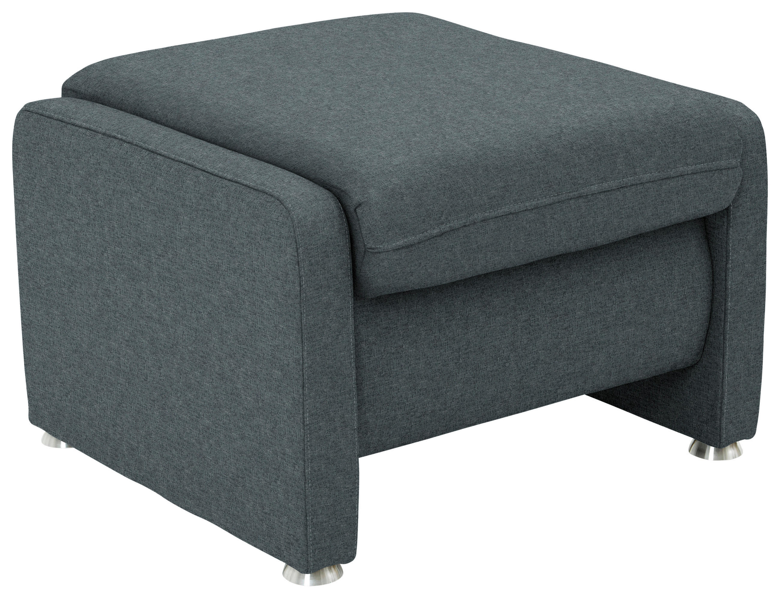 HOCKER Textil Grau  - Alufarben/Grau, Konventionell, Textil/Metall (67/44/58cm) - Beldomo Comfort