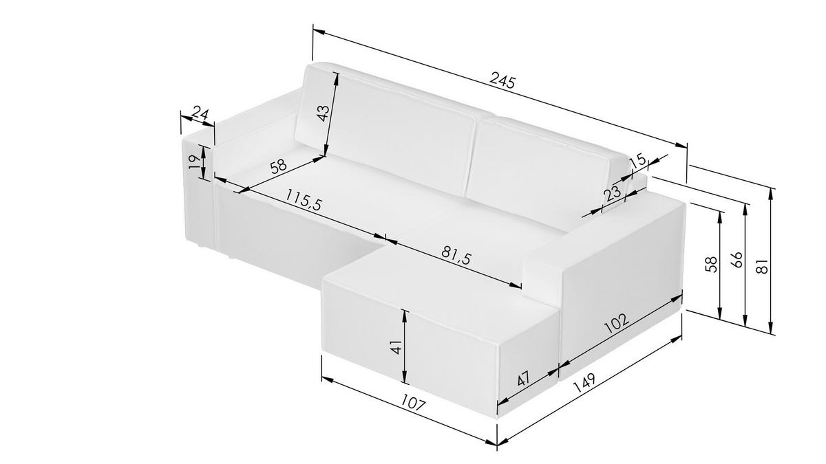 Ecksofa inkl. Funktion Beige Cord  - Beige/Schwarz, MODERN, Kunststoff/Textil (149/245cm) - Stylife