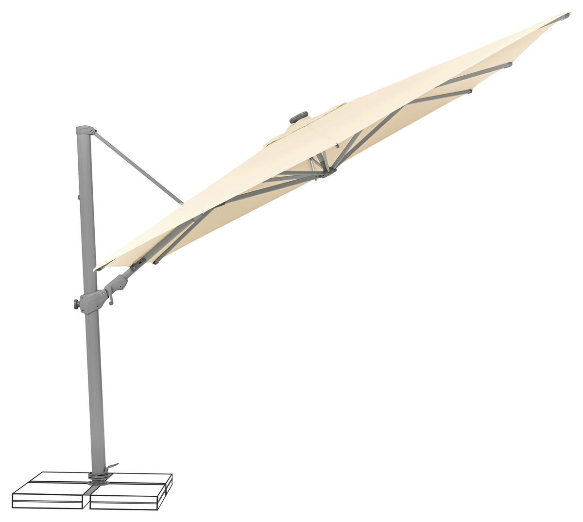 SONNENSCHIRM  300/300 cm  - Ecru/Silberfarben, Basics, Textil/Metall (300/300cm) - Suncomfort by Glatz