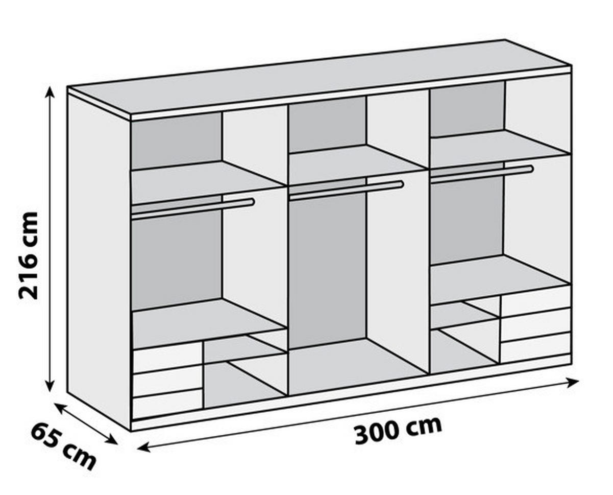 SCHWEBETÜRENSCHRANK 300/216/65 cm 3-türig Sahara  - Schwarz/Sahara, MODERN, Glas/Holzwerkstoff (300/216/65cm) - MID.YOU