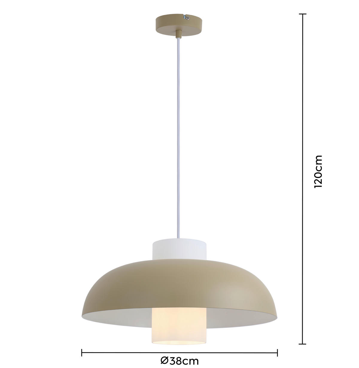 HÄNGELEUCHTE 38/120 cm   - Sandfarben/Weiß, Trend, Glas/Metall (38/120cm) - Collet's Monde