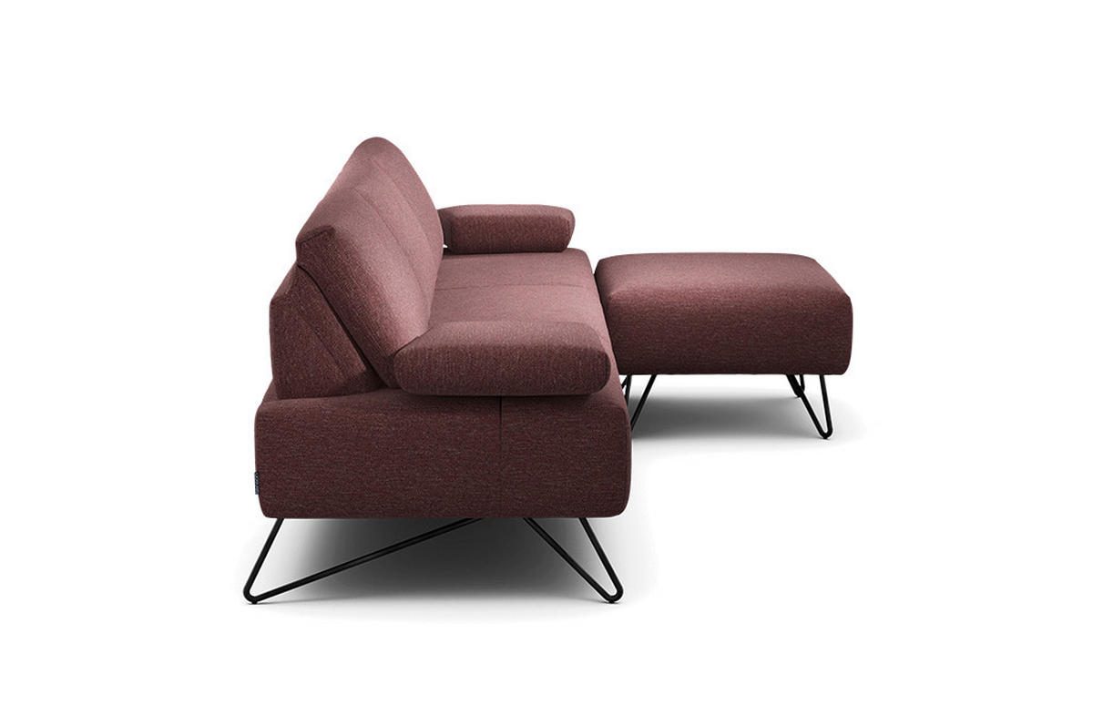 3-SITZER-SOFA in Chenille Rot  - Rot/Schwarz, Design, Textil/Metall (234-264/85/86-94cm) - SENSOO