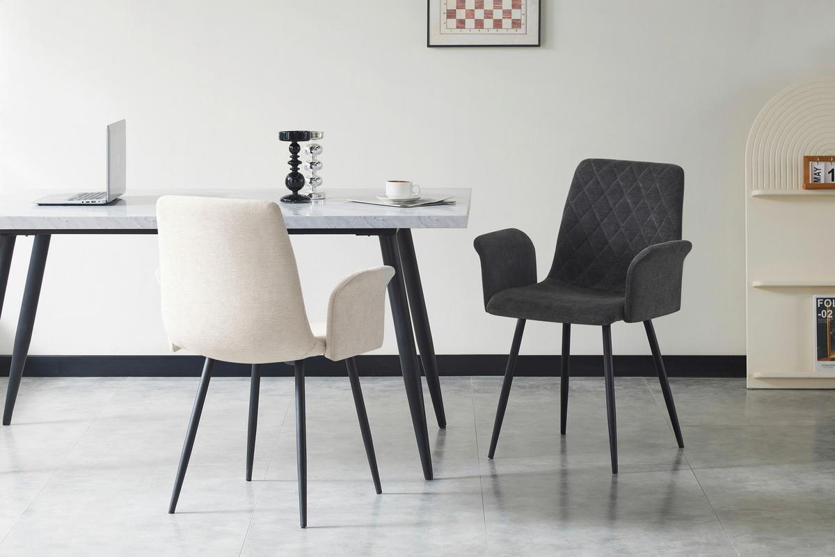 ARMLEHNSTUHL   Webstoff  - Dunkelgrau/Schwarz, Design, Textil/Metall (61/87/55cm) - Ti'me