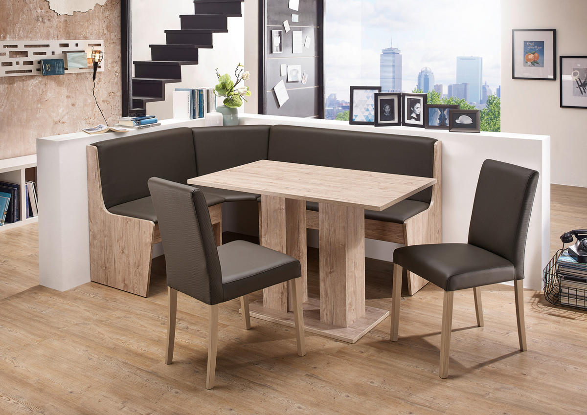 ECKBANKGRUPPE in Textil, Holzwerkstoff Anthrazit, Eiche San Remo  - Anthrazit/Eiche San Remo, KONVENTIONELL, Holzwerkstoff/Textil (130/169cm) - Boxxx