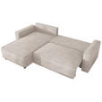 ECKSOFA Naturfarben Cord Zierkissen, Rückenkissen, Bettkasten, Schlaffunktion, Rücken echt, Liegefläche im Originalstoff  - Schwarz/Naturfarben, MODERN, Kunststoff/Textil (190/280cm) - Carryhome