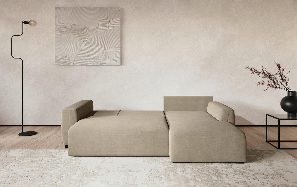 ECKSOFA  in Cord Braun  - Schwarz/Braun, Trend, Kunststoff/Textil (252/170cm) - MID.YOU