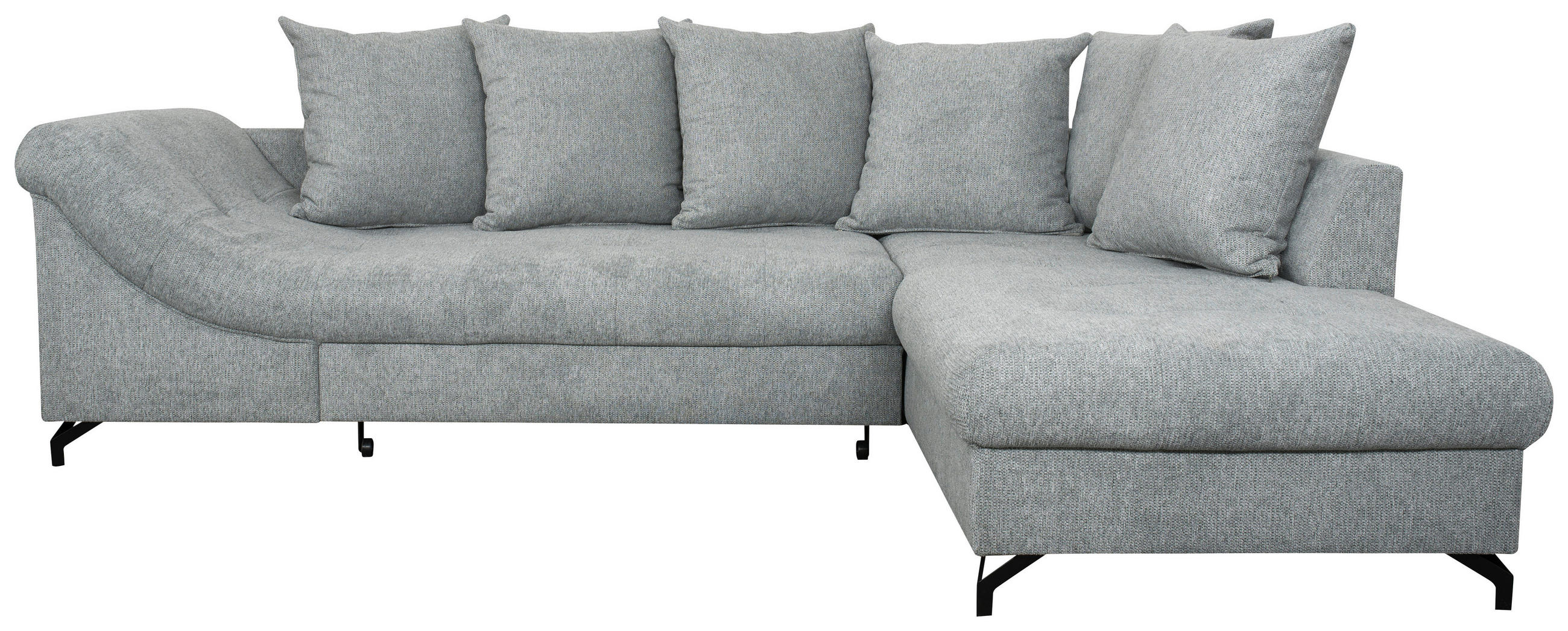 SEDEŽNA GARNITURA, tkanina siva  - črna/siva, Design, kovina/tekstil (190/90/270cm) - Carryhome