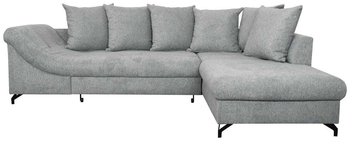 SEDEŽNA GARNITURA, tkanina siva  - črna/siva, Design, kovina/tekstil (190/90/270cm) - Carryhome