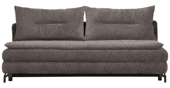 SCHLAFSOFA  in Chenille, Plüsch Graubraun  - Graubraun/Schwarz, MODERN, Textil/Metall (208/73/92/102cm) - Novel