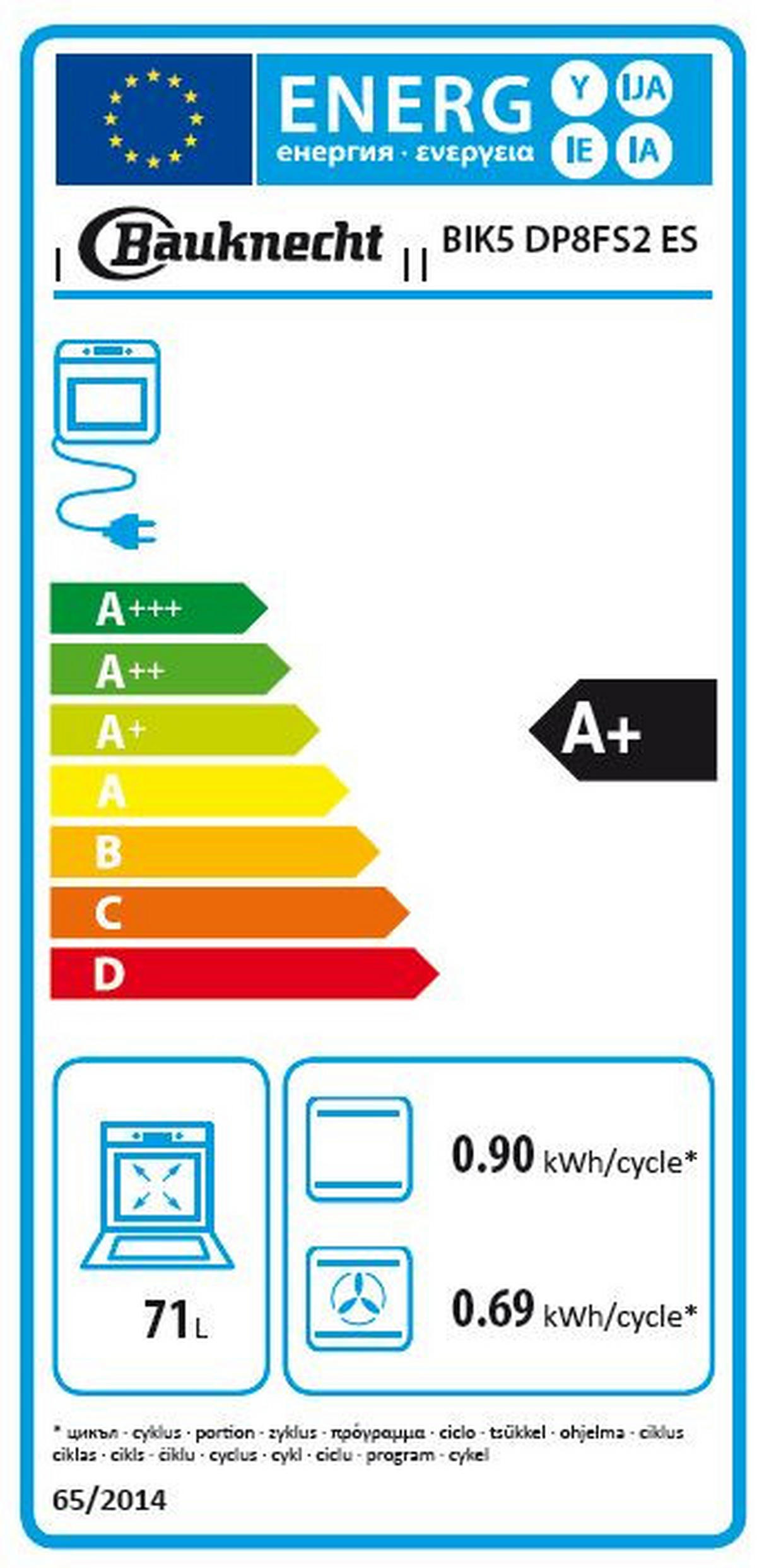 EINBAUBACKOFEN BIK5 DP8FS2 ES  - Silberfarben/Schwarz, Basics (59,5/59,5/56,4cm) - Bauknecht